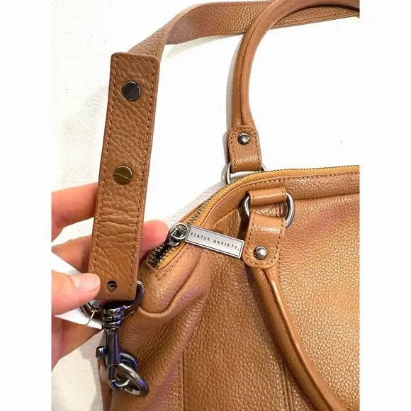 Social Anxiety	brown pebbled leather boho crossbody purse - Picture 3 of 7